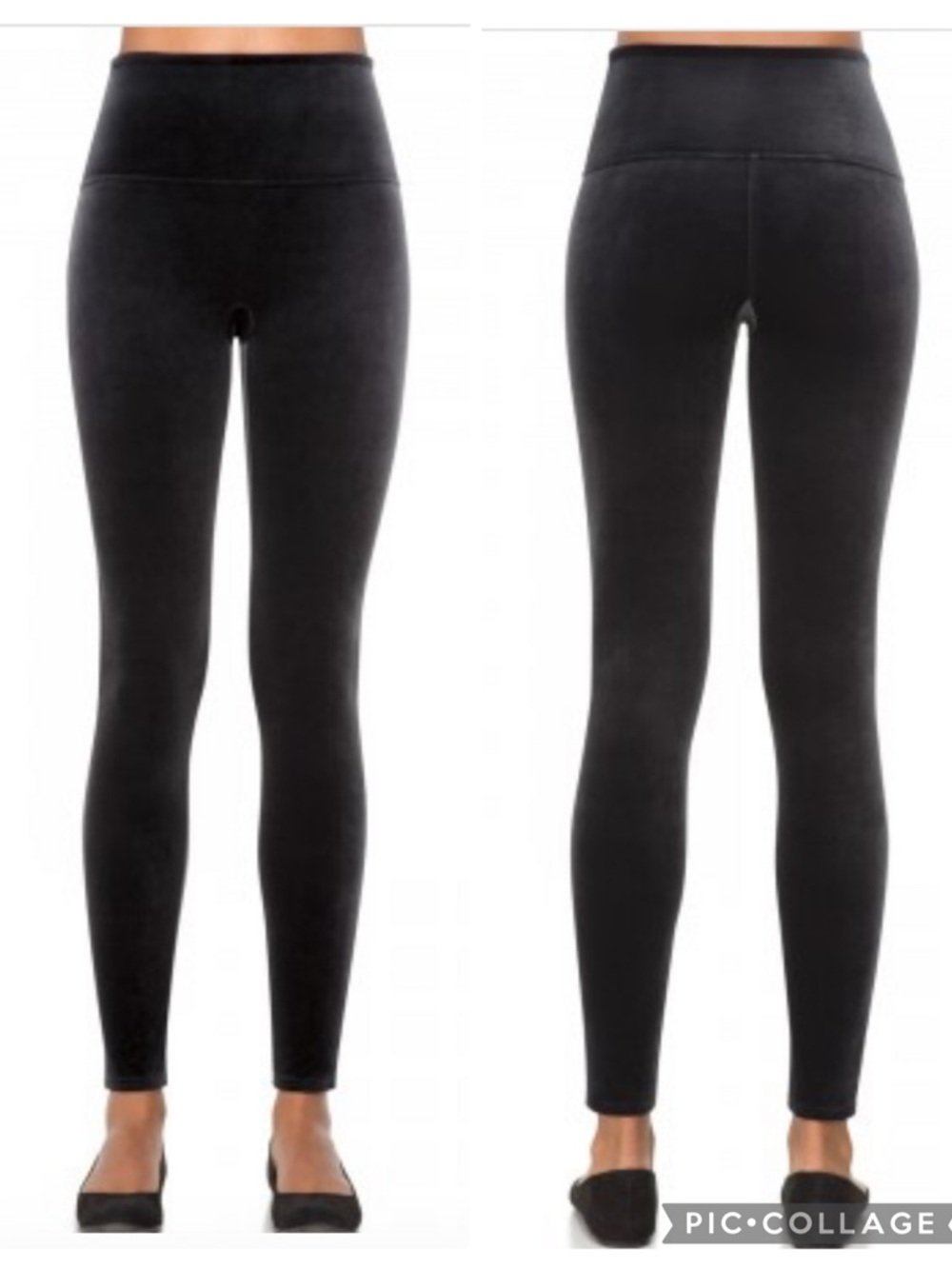 EUC SPANX Ready To Wow Black High Rise Velvet Leggings